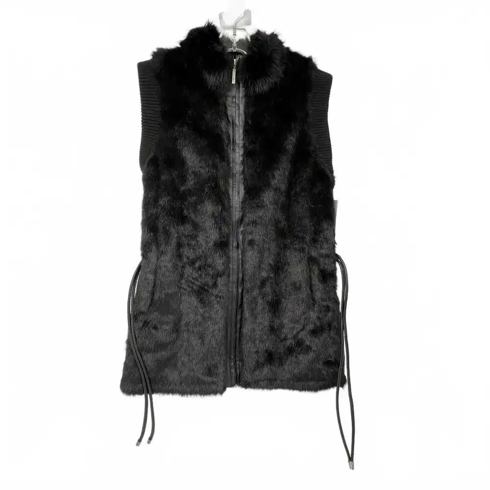 Hillary Radley Black Faux Fur Vest | Regular L Overcoat Winter